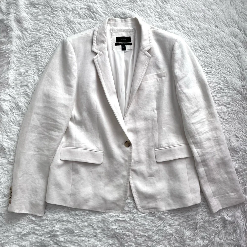 J. Crew | Ivory White Linen Regent Blazer